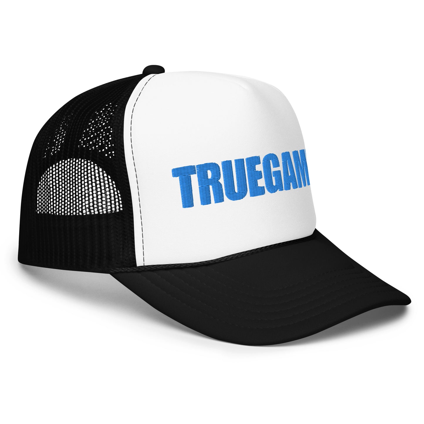 Black and White True Game Trucker w/ Blue Logo
