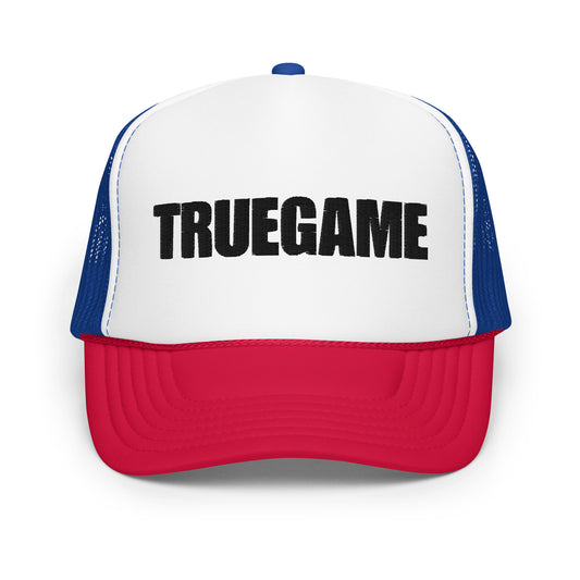 Red and Blue True Game Trucker w/ Black Logo