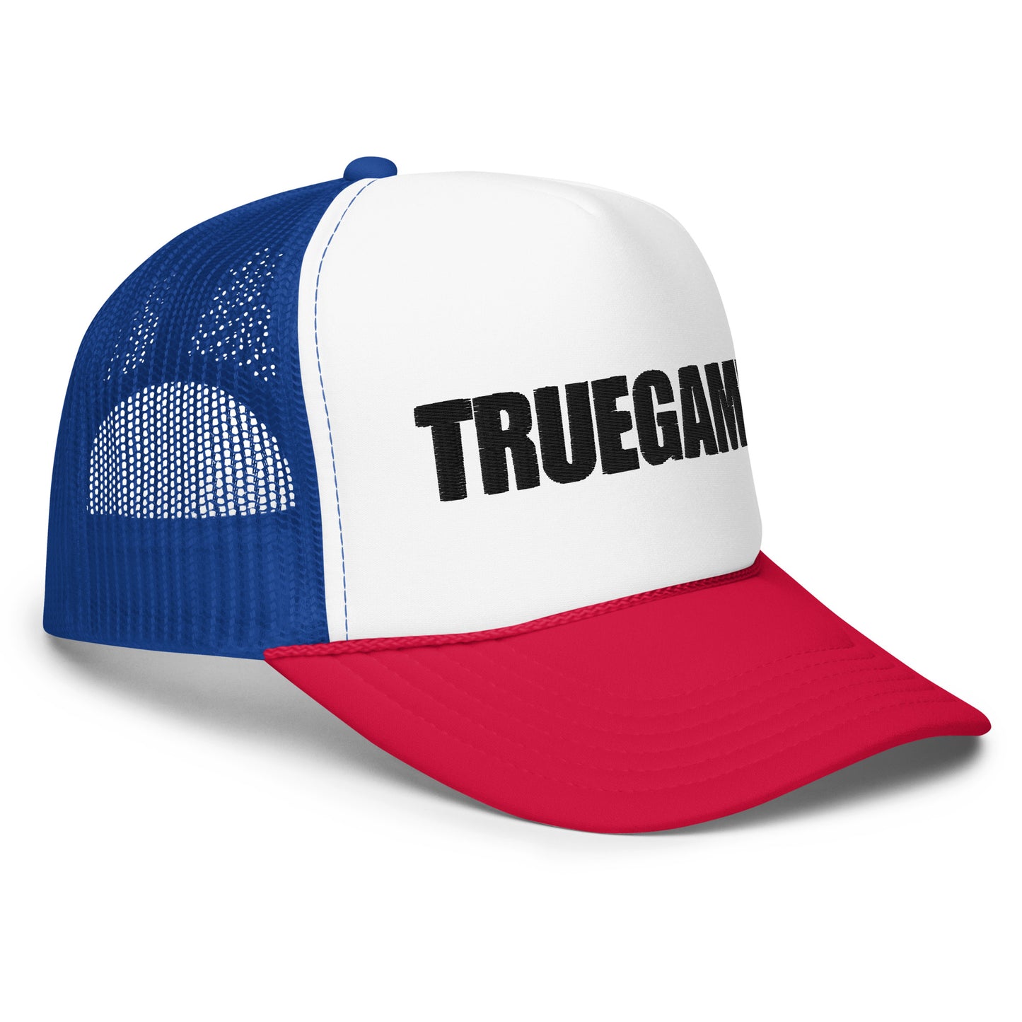 Red and Blue True Game Trucker w/ Black Logo
