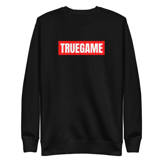 Black True Game Unisex Premium Sweatshirt w/ Red Logo