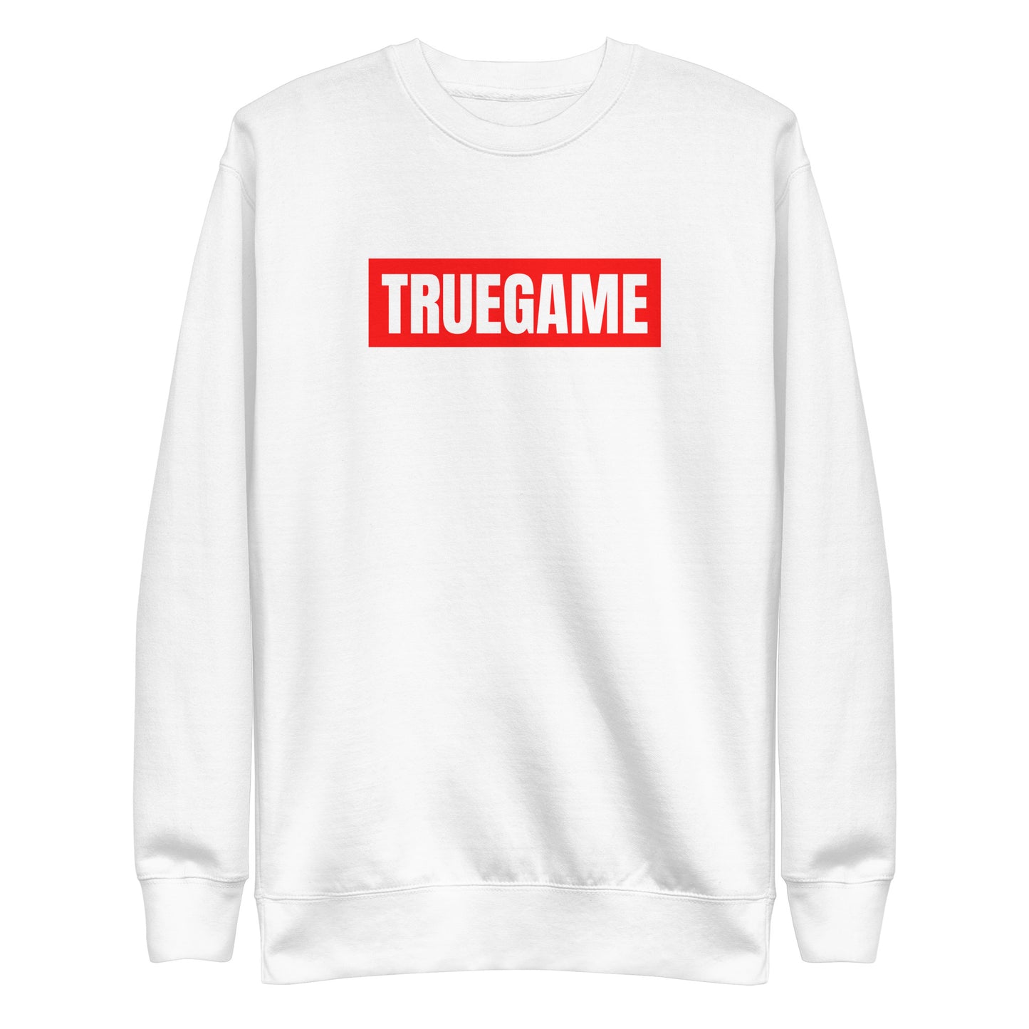 White Unisex True Game Premium Sweatshirt w/ Red & White Logo